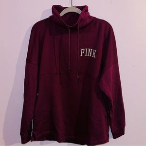 NEW PINK Victoria’s Secret Maroon High Neck Sweatshirt